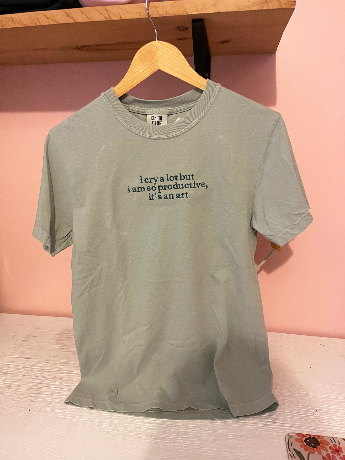 I Cry A Lot Embroidered Tshirt