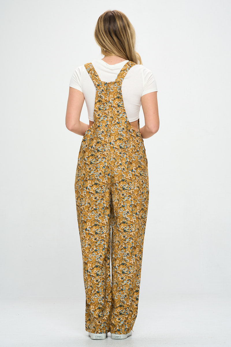 Mustard Floral Print Overall