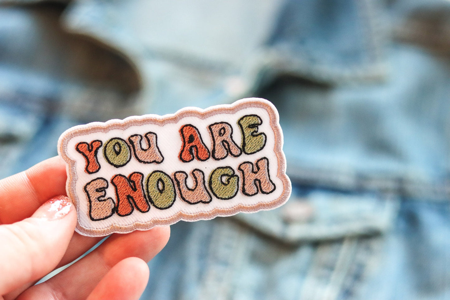 You Are Enough Embroidered Patch Beanie