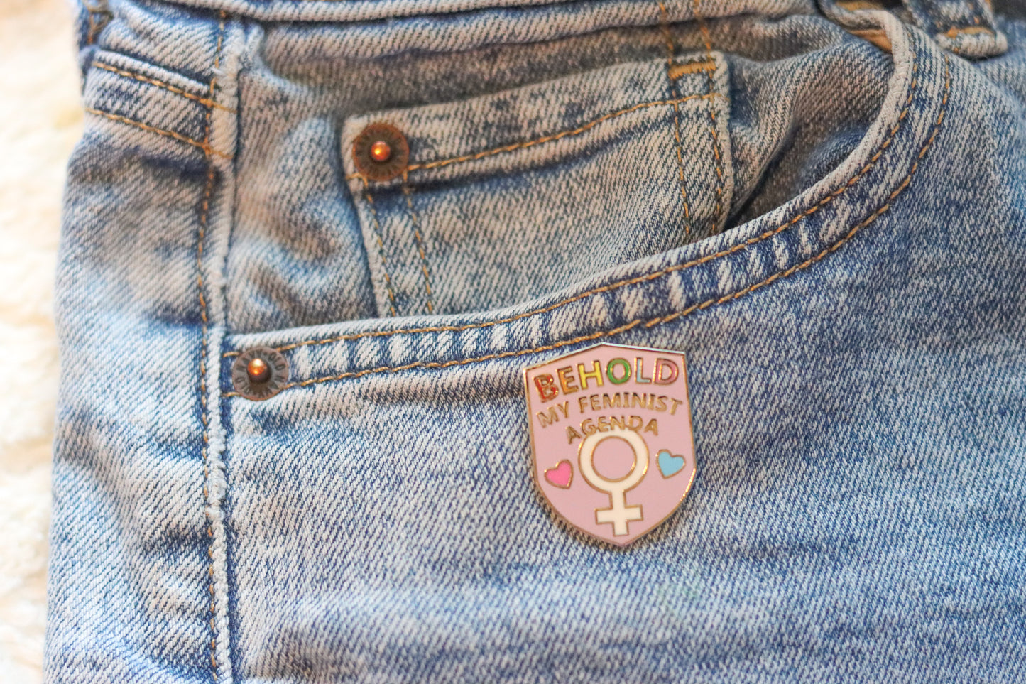 Behold My Feminist Agenda Enamel Pin