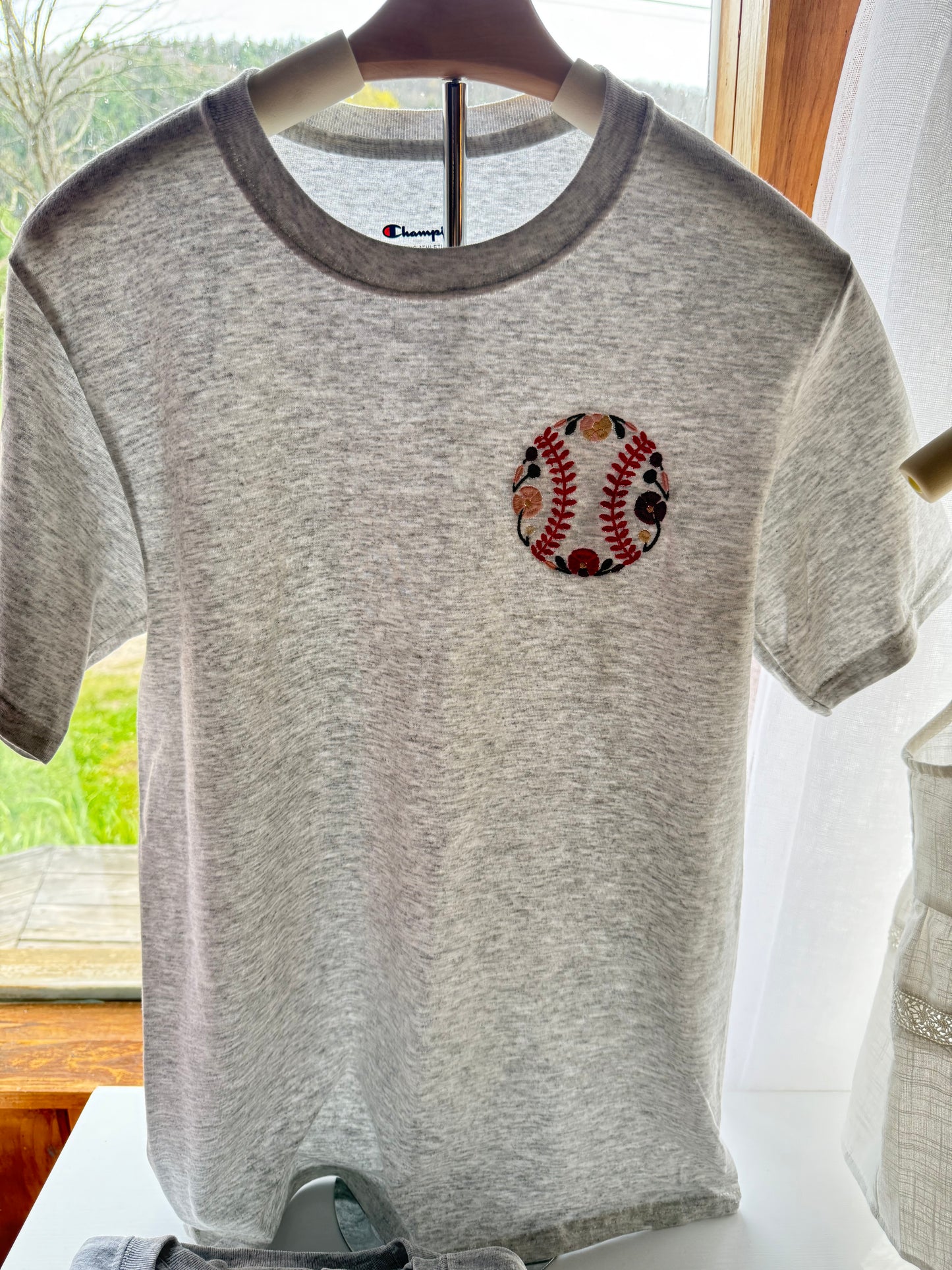 Floral Baseball Embroidered Tshirt