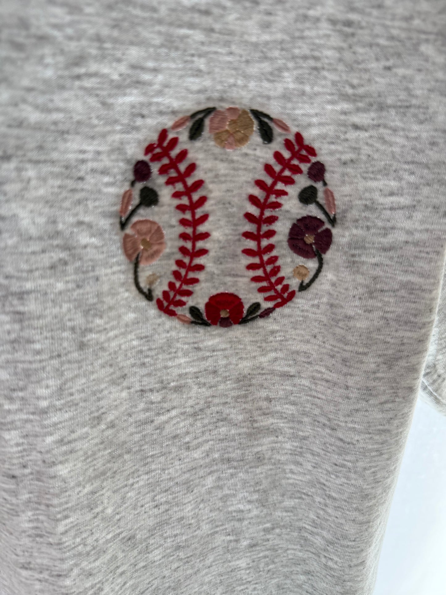 Floral Baseball Embroidered Tshirt