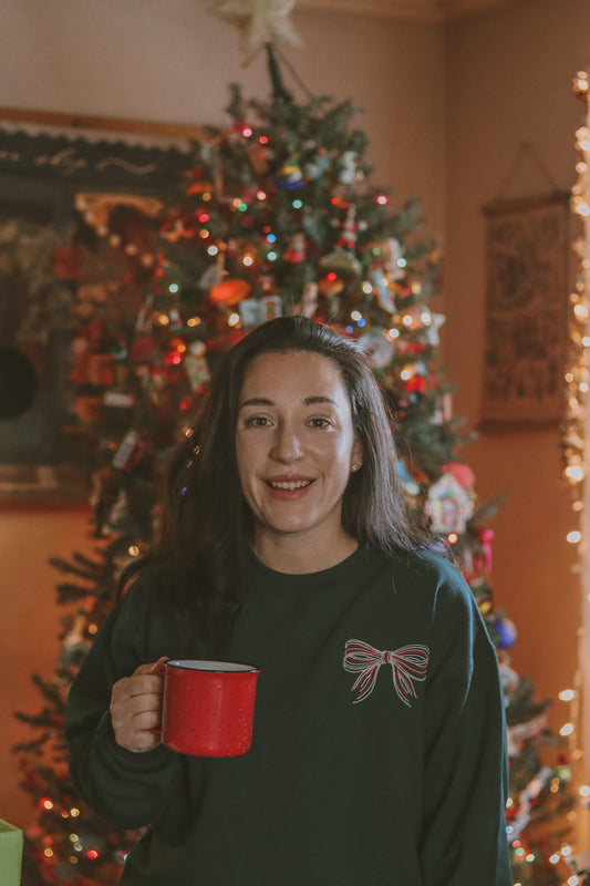 Embroidered Holiday Bow Sweatshirt