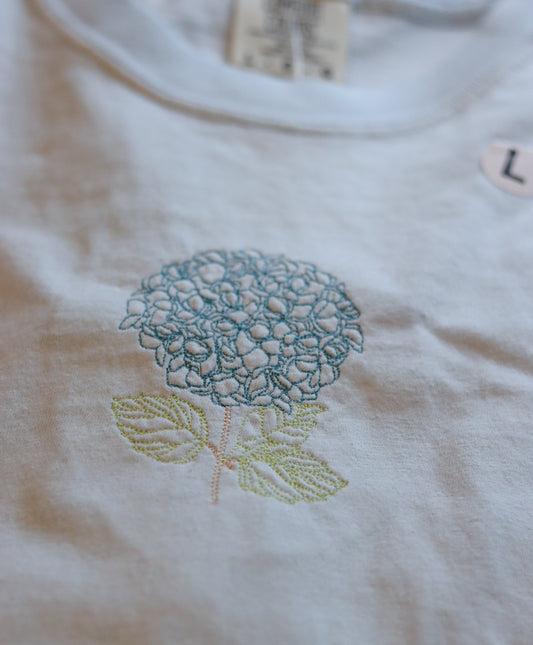 Hydrangea Embroidered Tshirt - Ready to ship