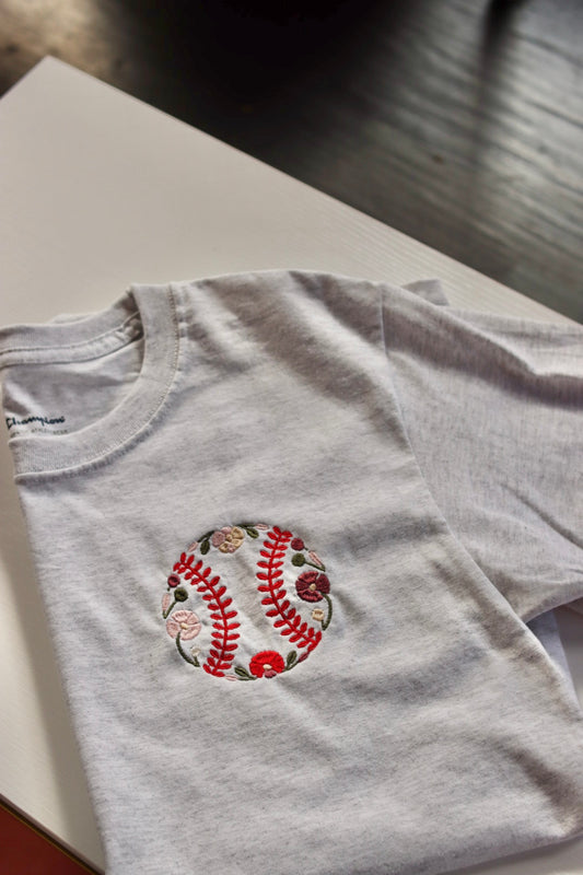 Floral Baseball Embroidered Tshirt