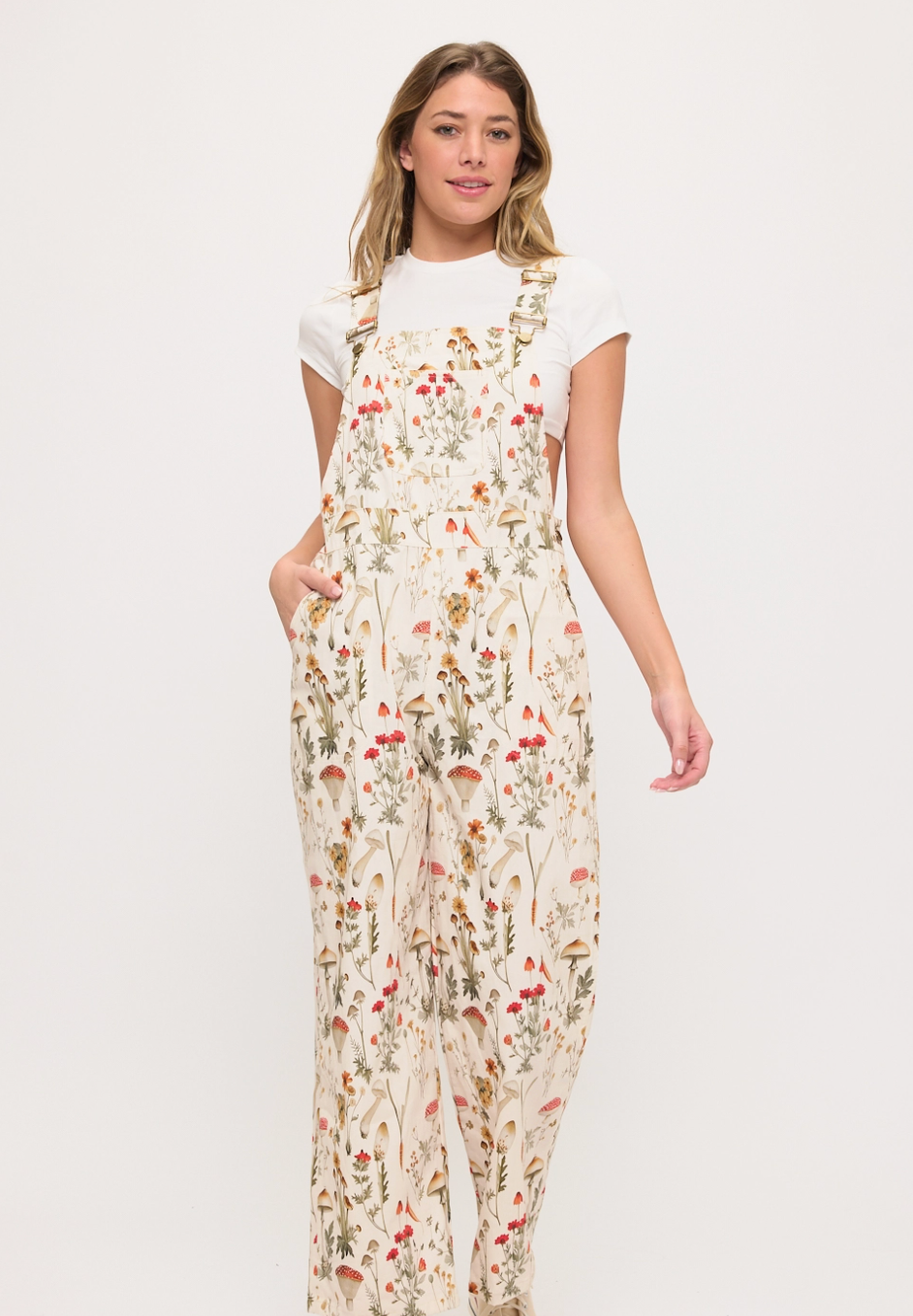 Mushroom Print Overalls