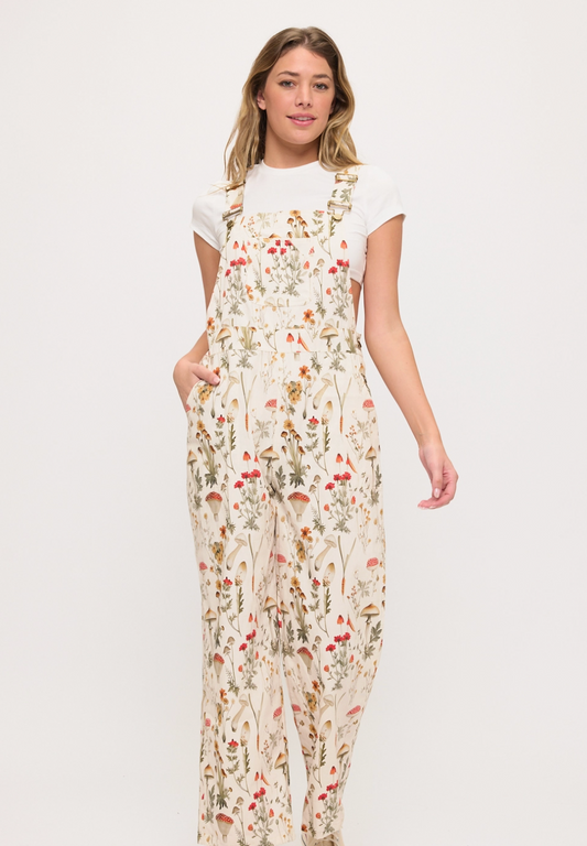 Mushroom Print Overalls