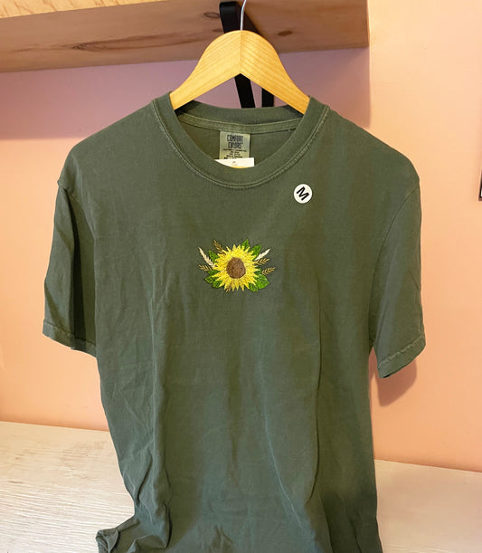 Sunflower Embroidered Tshirt - Ready to ship