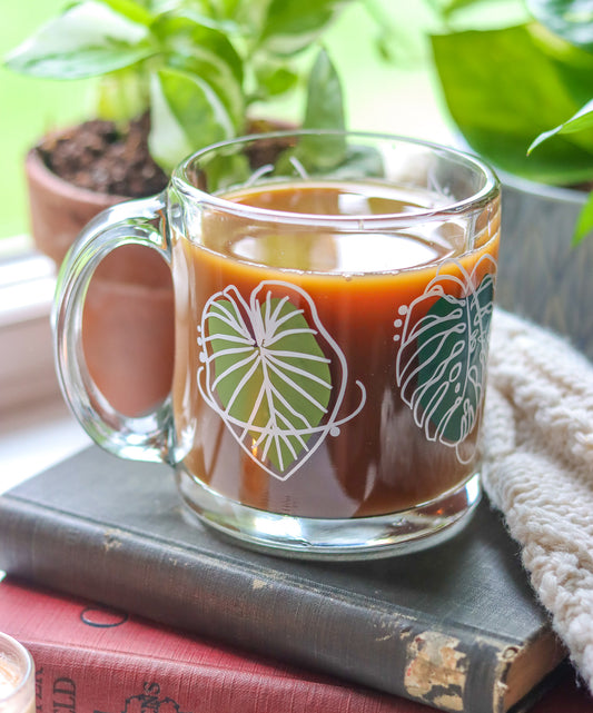 Botanical Glass Coffee Mug