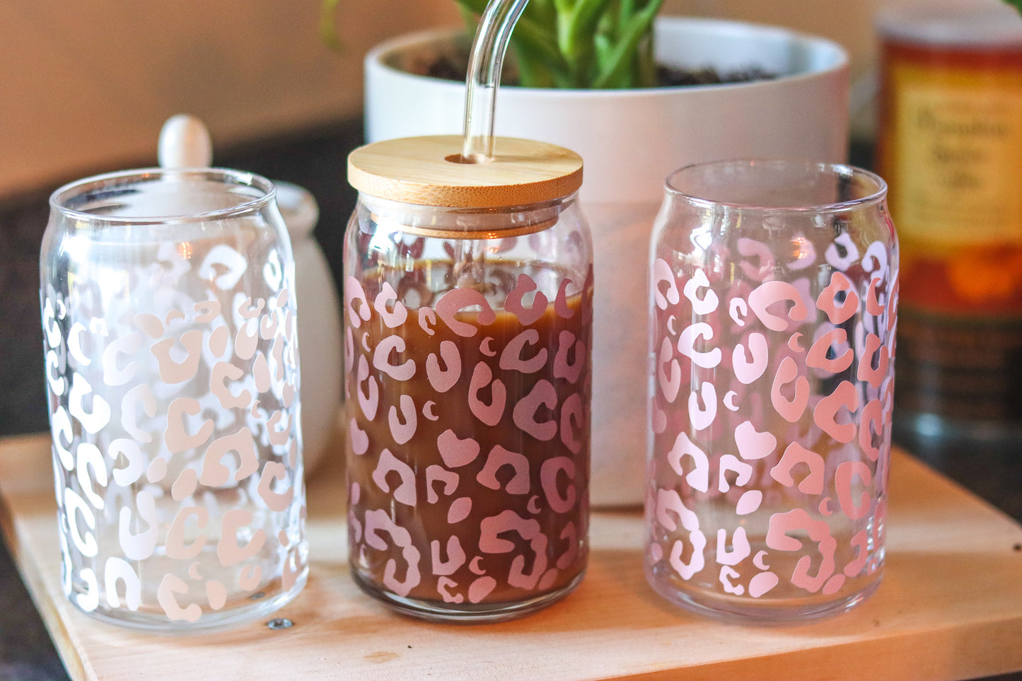 Cheetah Print Beer Can Glass