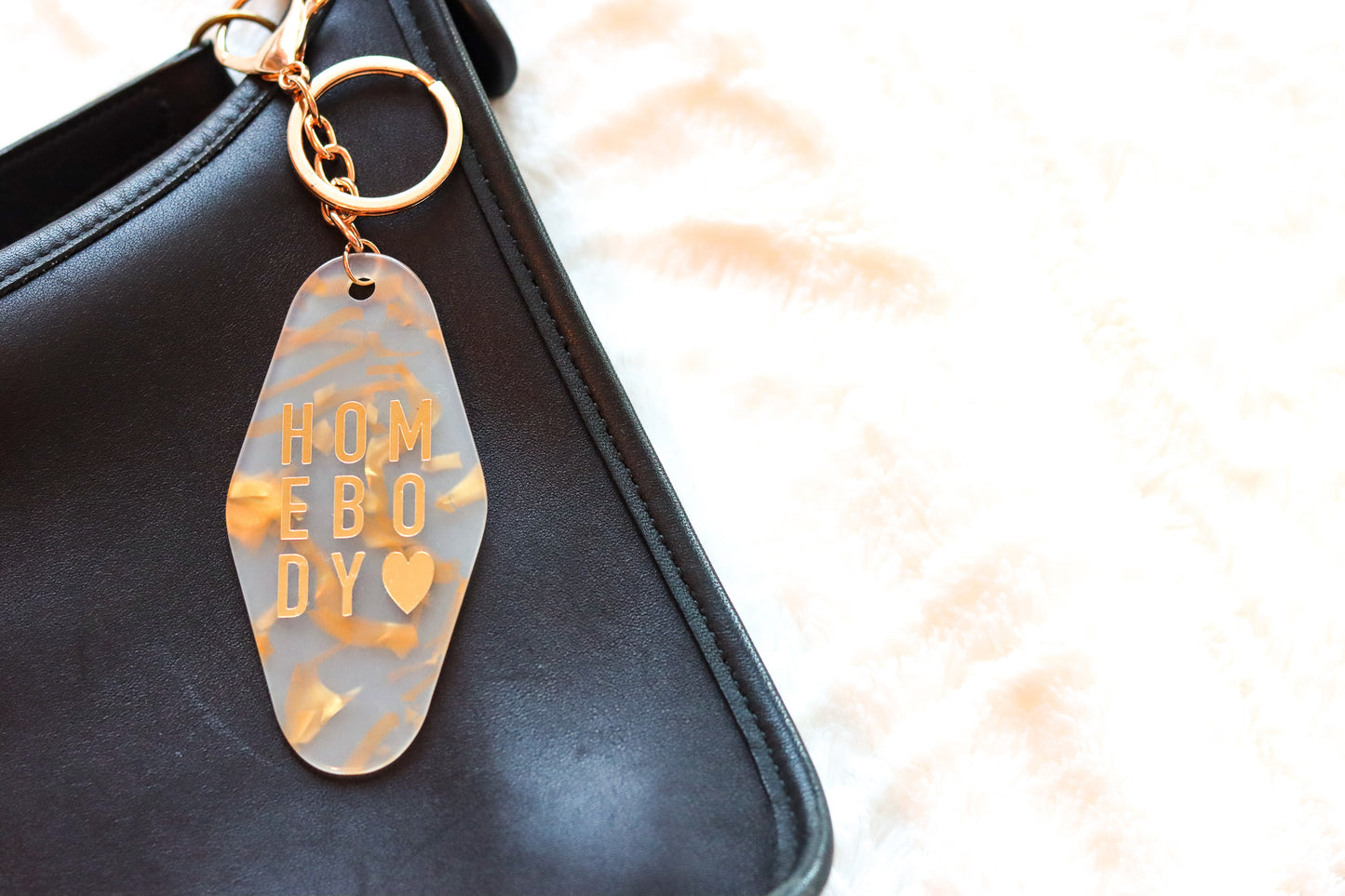 Homebody Gold Marble Vintage Motel Keychain