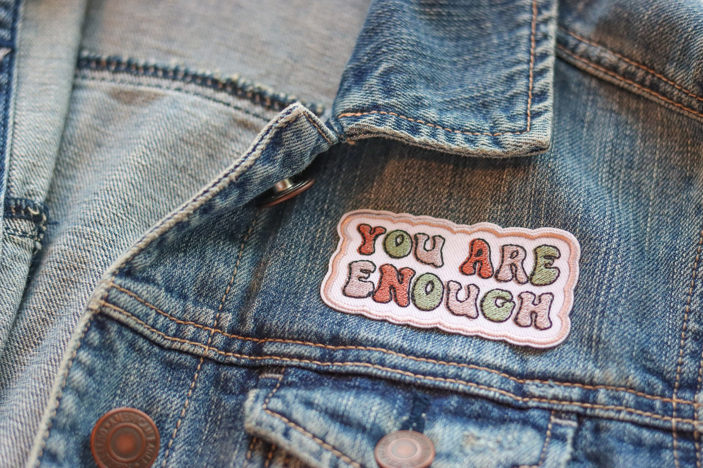 You Are Enough Embroidered Patch Beanie